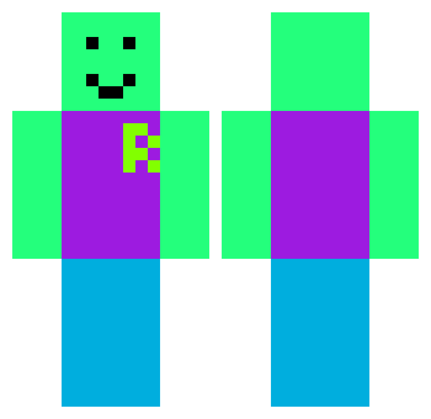 Relaxation Minecraft skin, front and back view