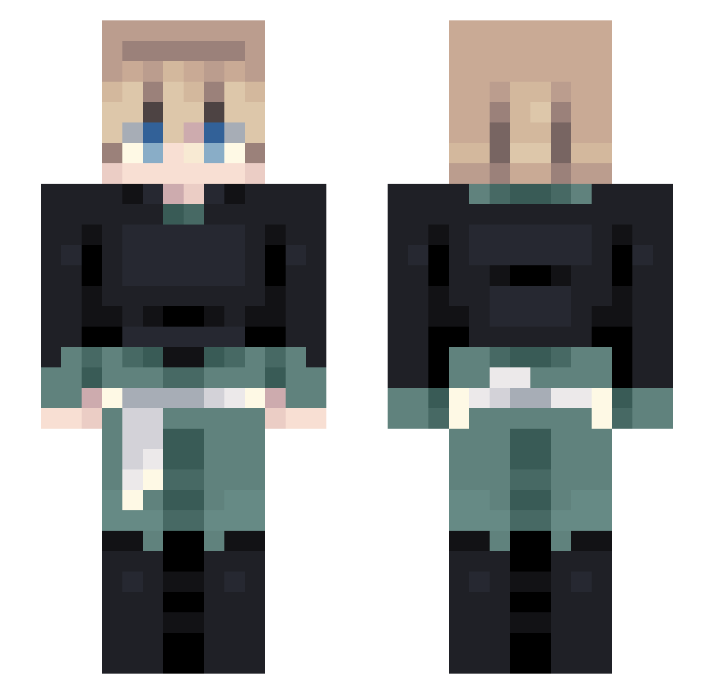 aidendotsh Minecraft skin, front and back view