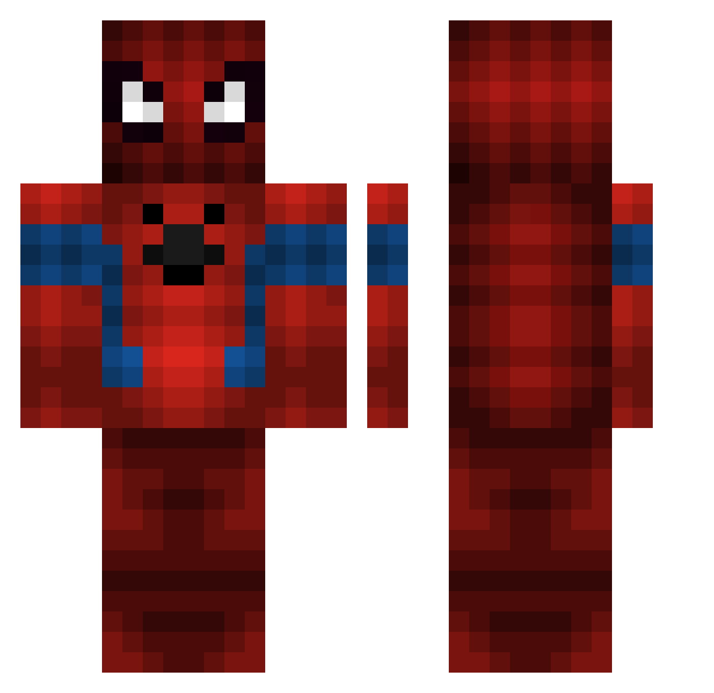 TeeZey Minecraft skin, front and back view