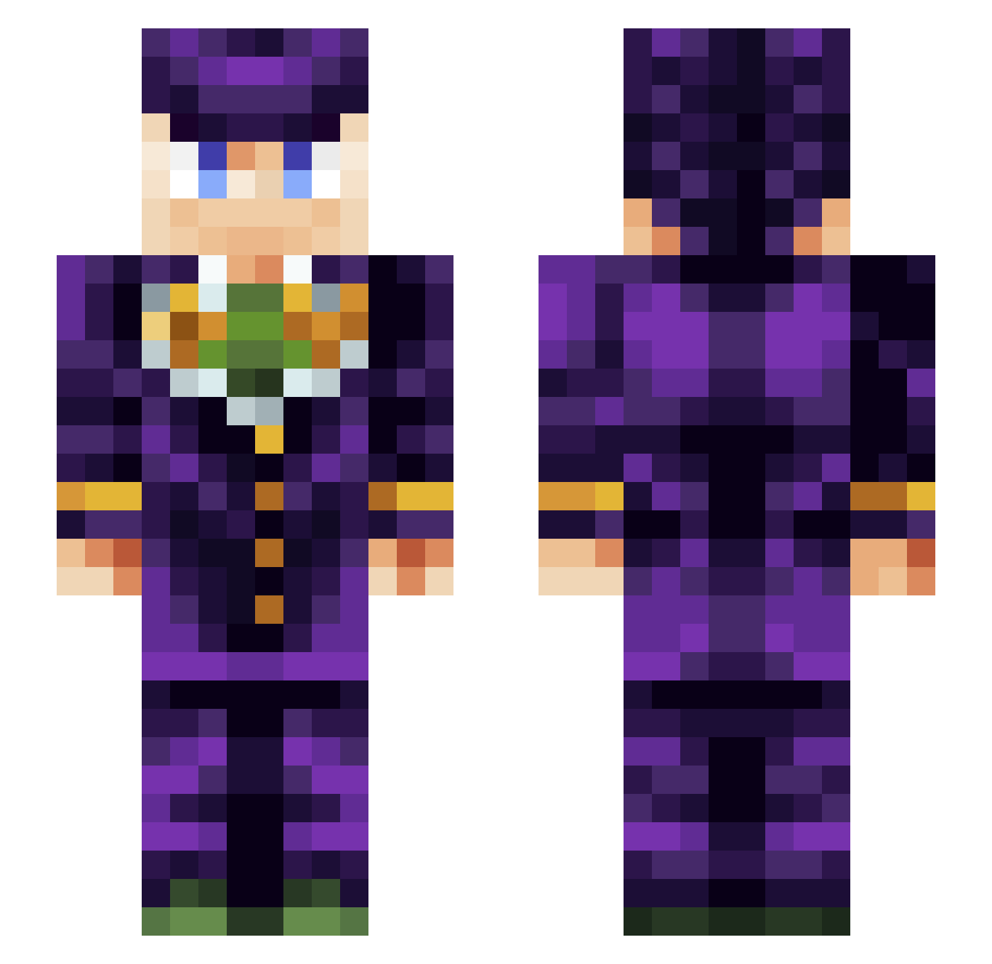 Teloxix Minecraft skin, front and back view