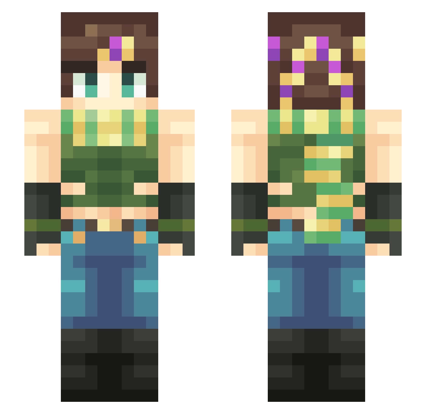 Chasino Minecraft skin, front and back view