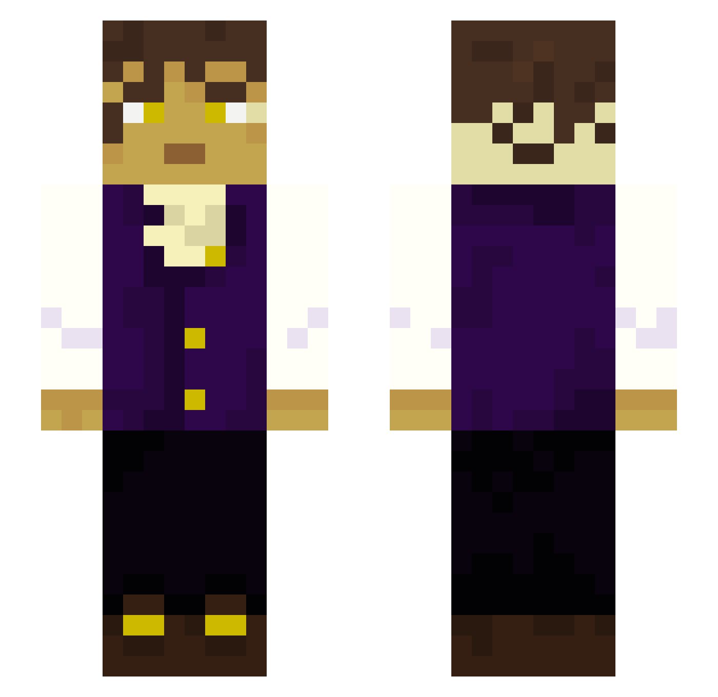 Theodari Minecraft skin, front and back view