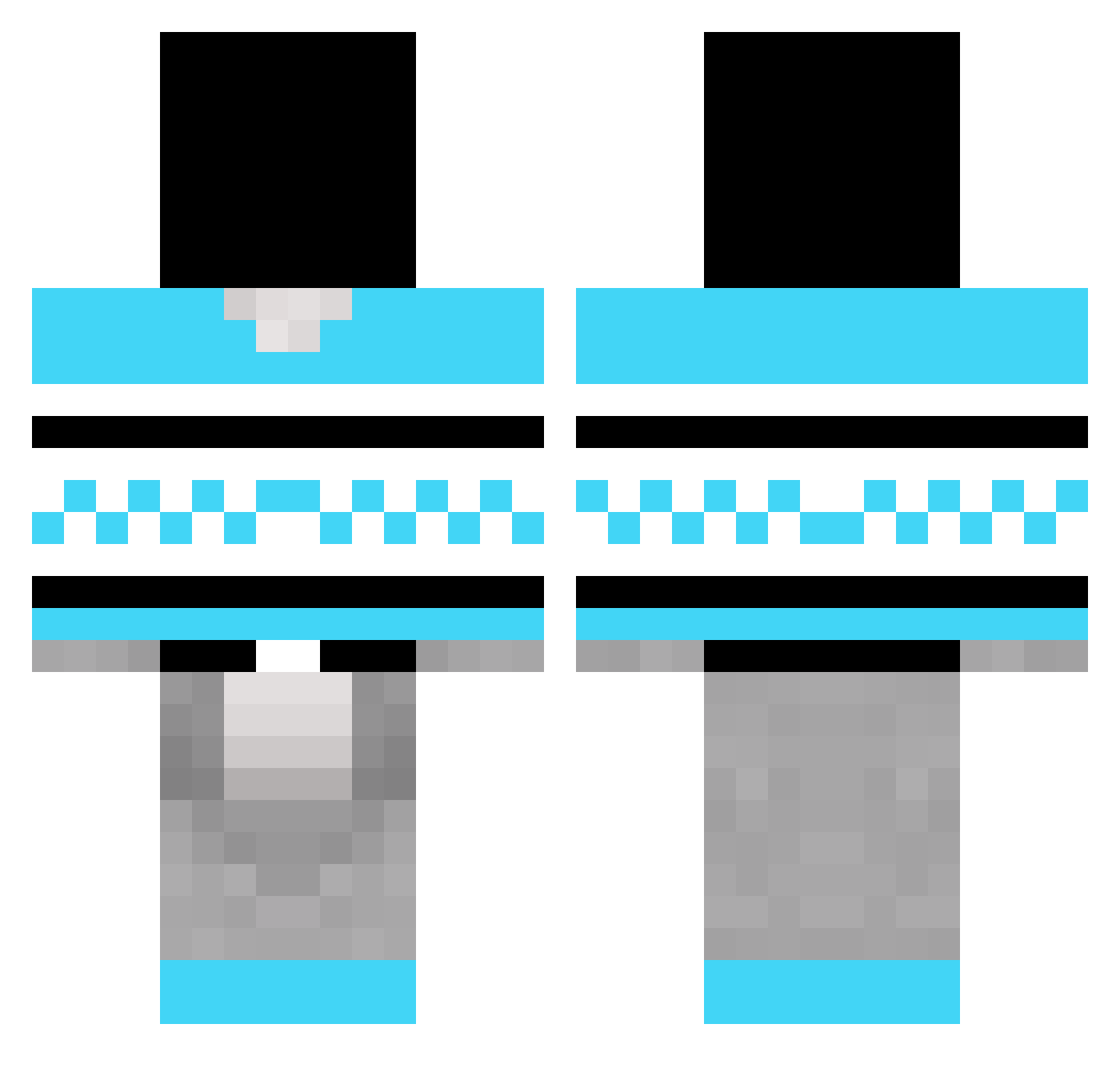 Politely Minecraft skin, front and back view