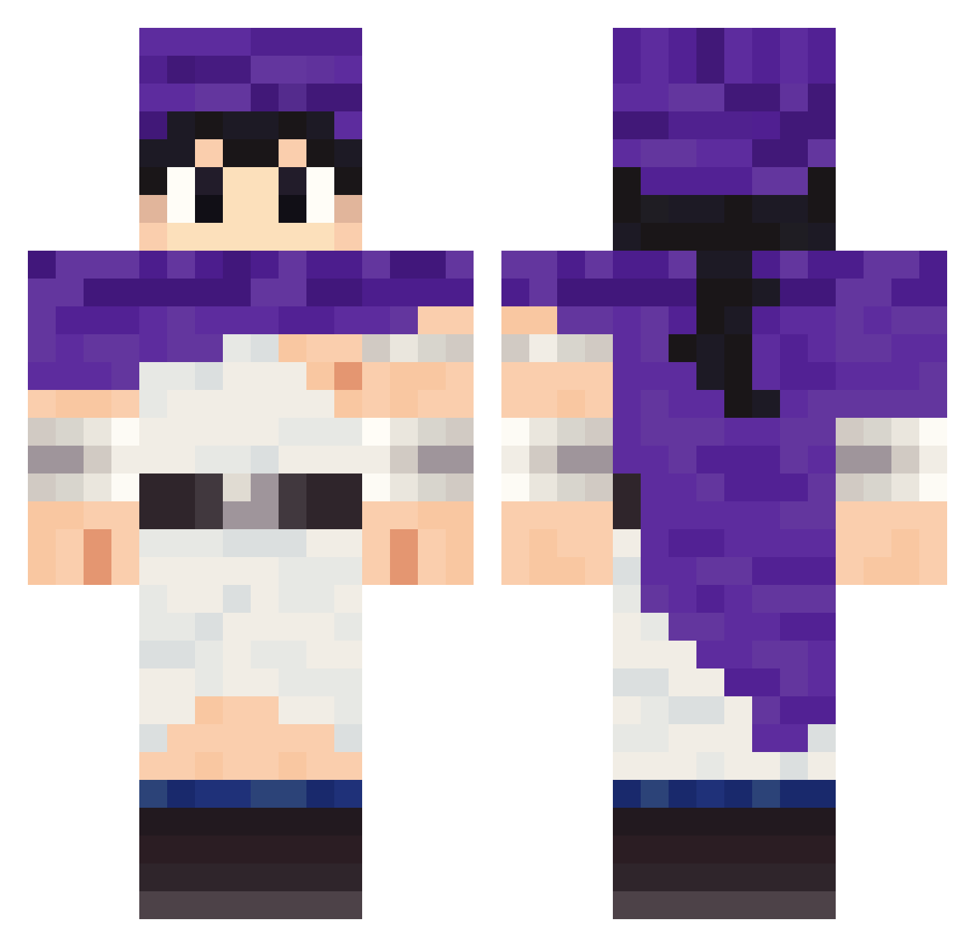 Jixzys Minecraft skin, front and back view