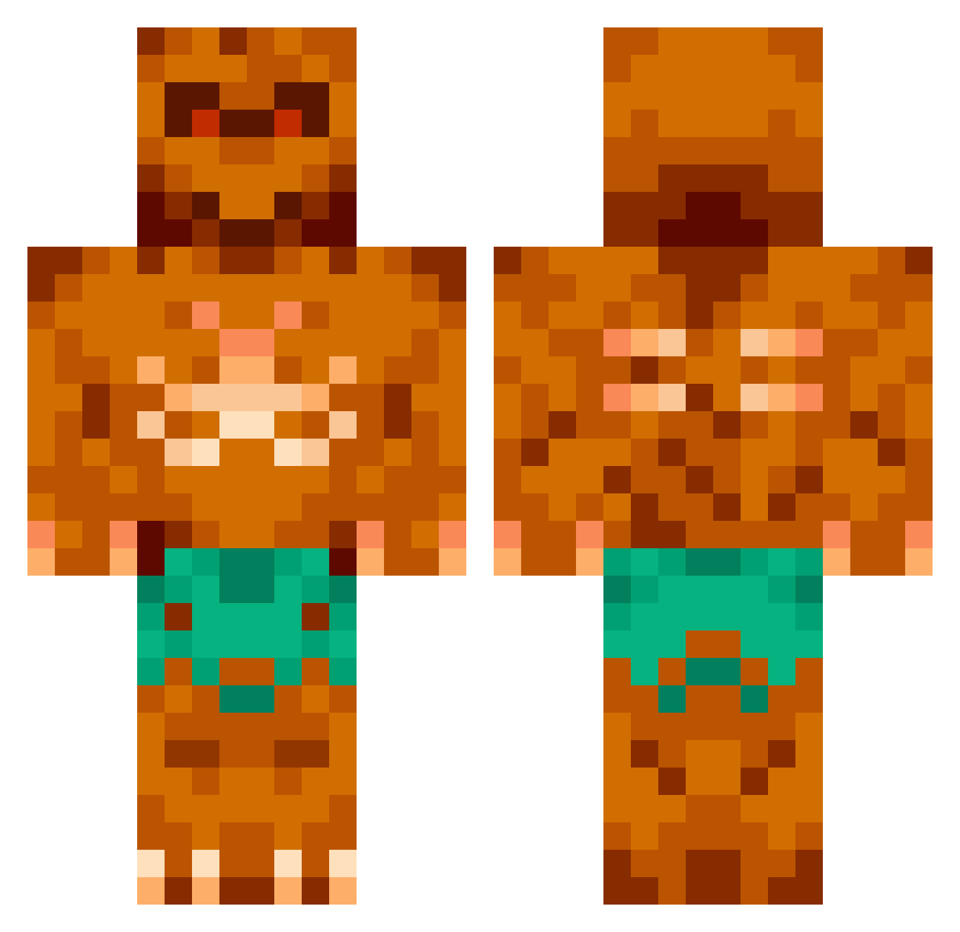 kleptomania Minecraft skin, front and back view