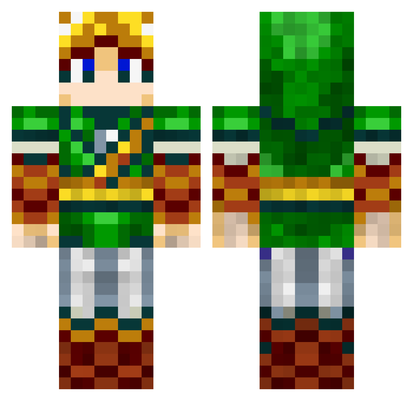 Hiqu Minecraft skin, front and back view