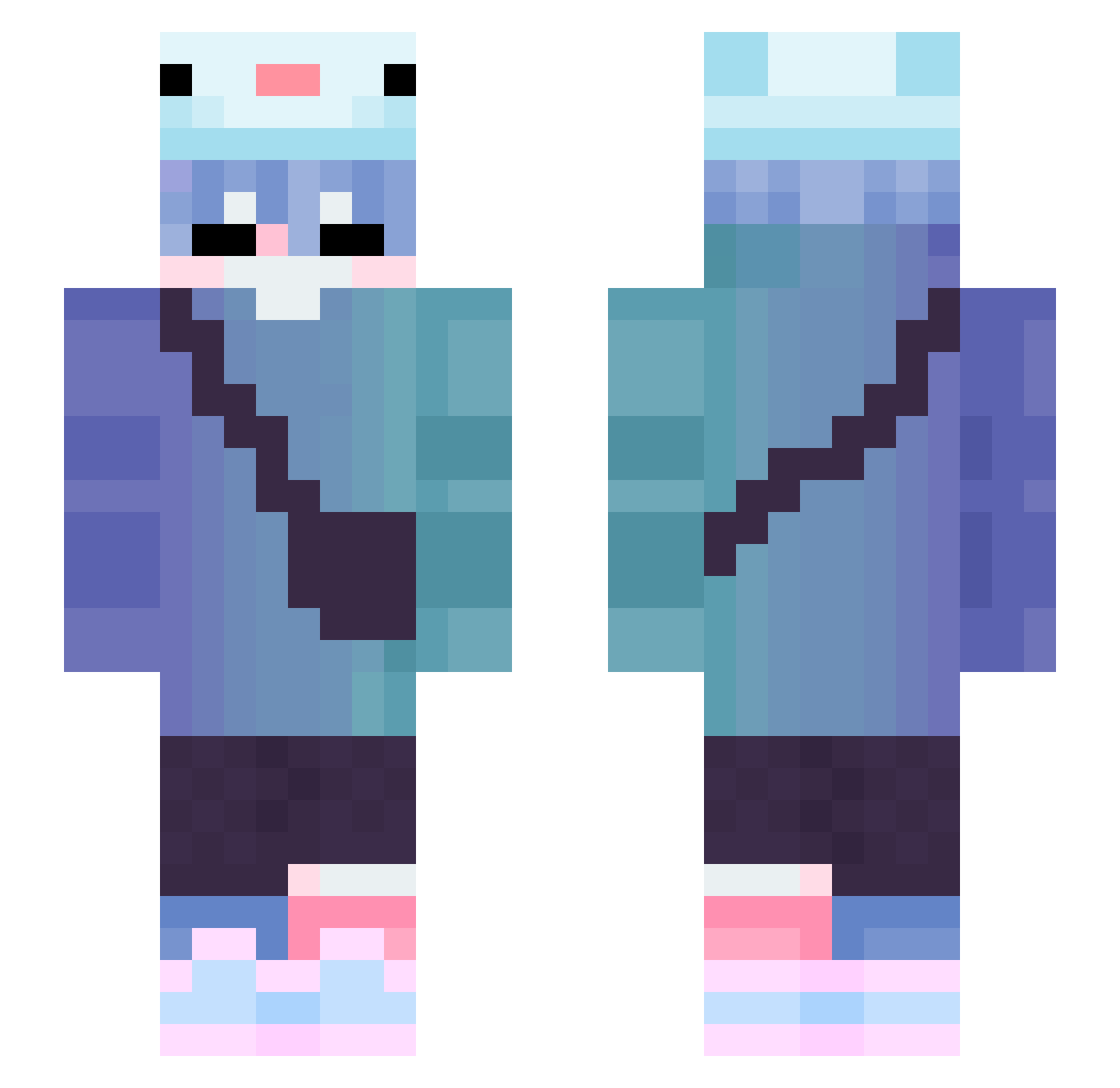 Thinkability Minecraft skin, front and back view