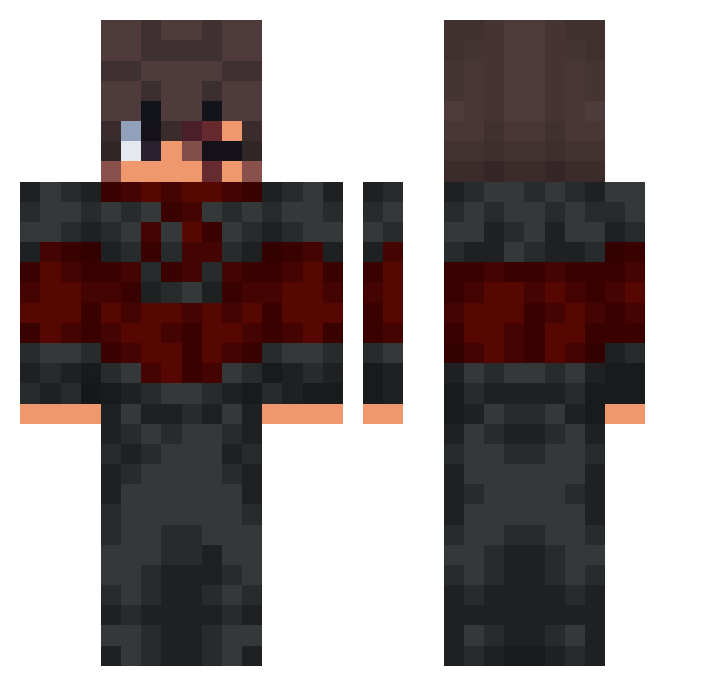 XMrcubeX Minecraft skin, front and back view