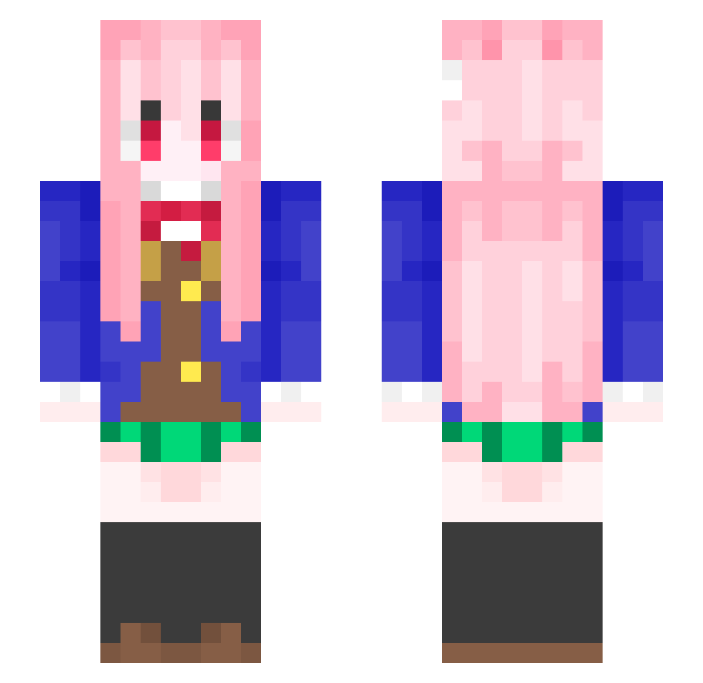 monika00 Minecraft skin, front and back view