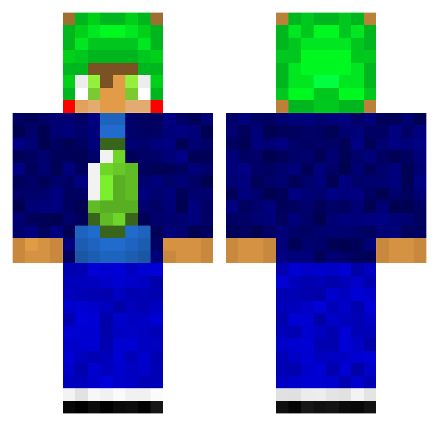 Orysxincall Minecraft skin, front and back view