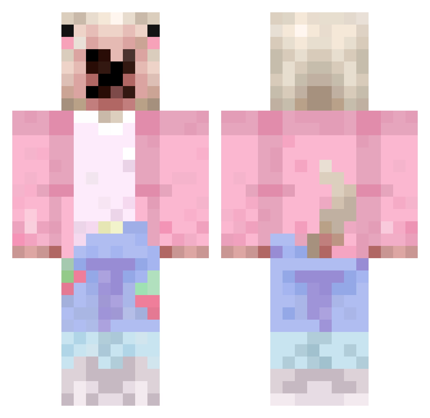 nwenny Minecraft skin, front and back view