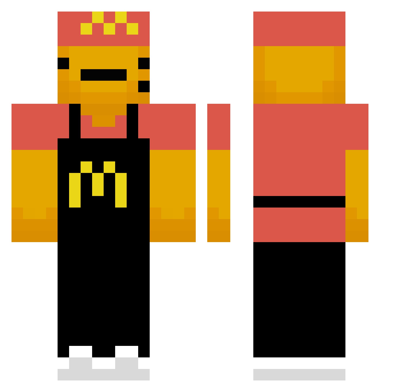 McDonaldEmployee Minecraft skin, front and back view