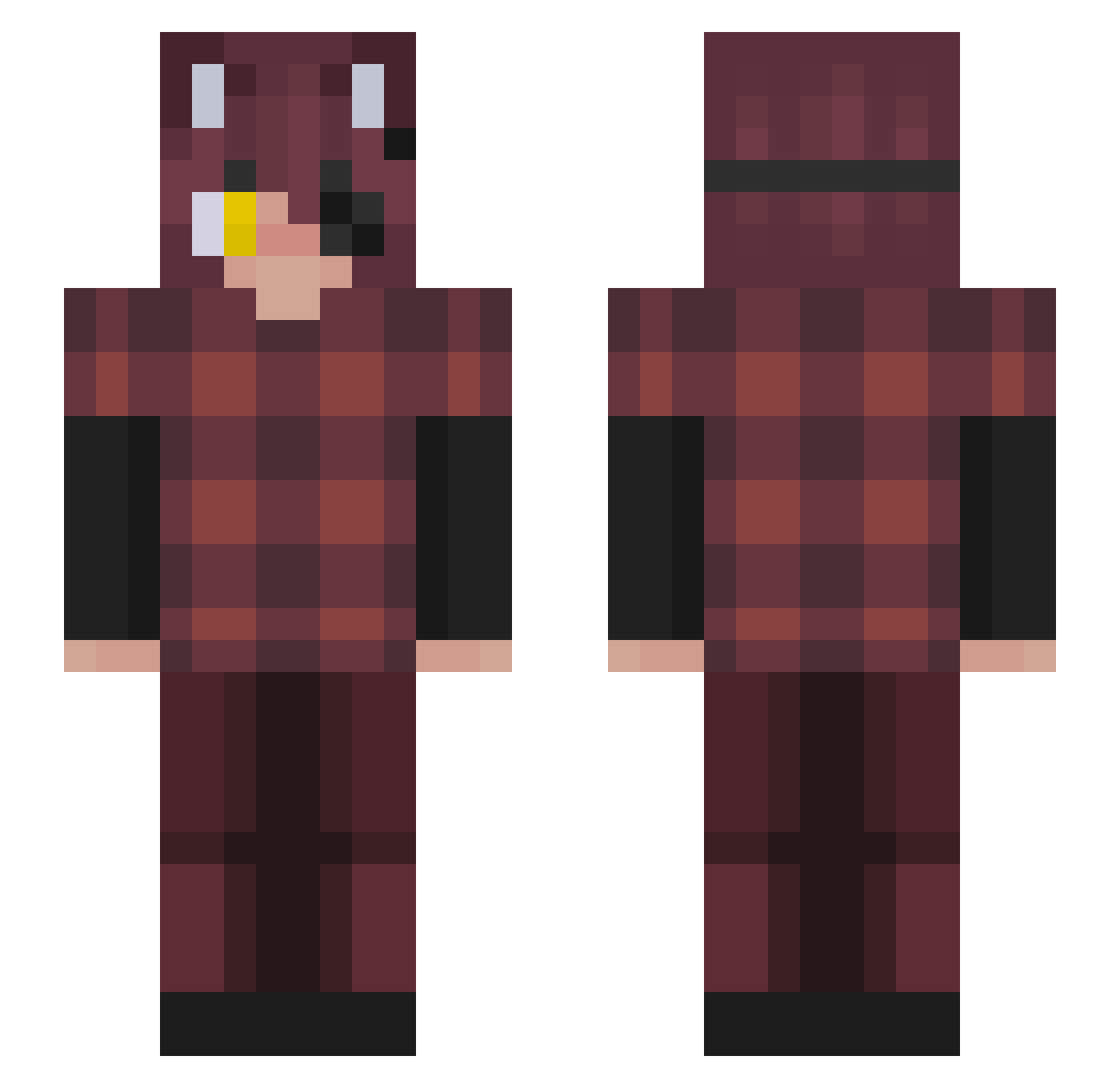 Zorroak Minecraft skin, front and back view