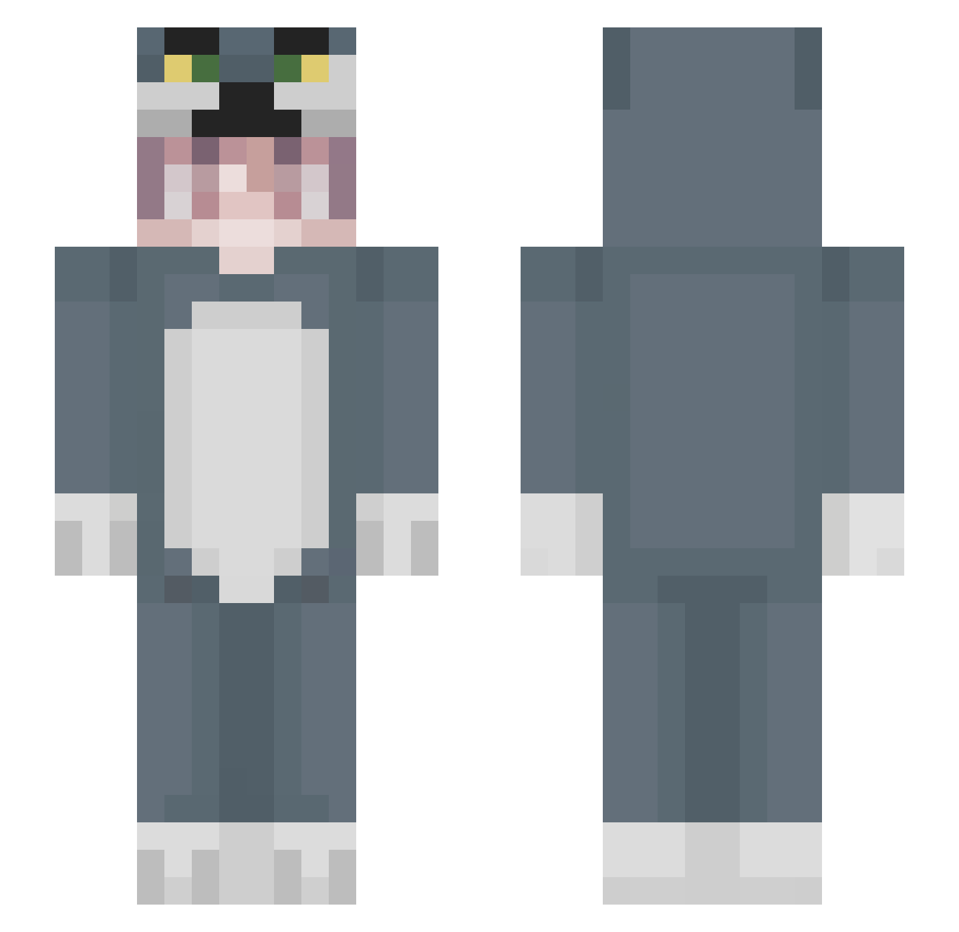 WhiteCatK Minecraft skin, front and back view