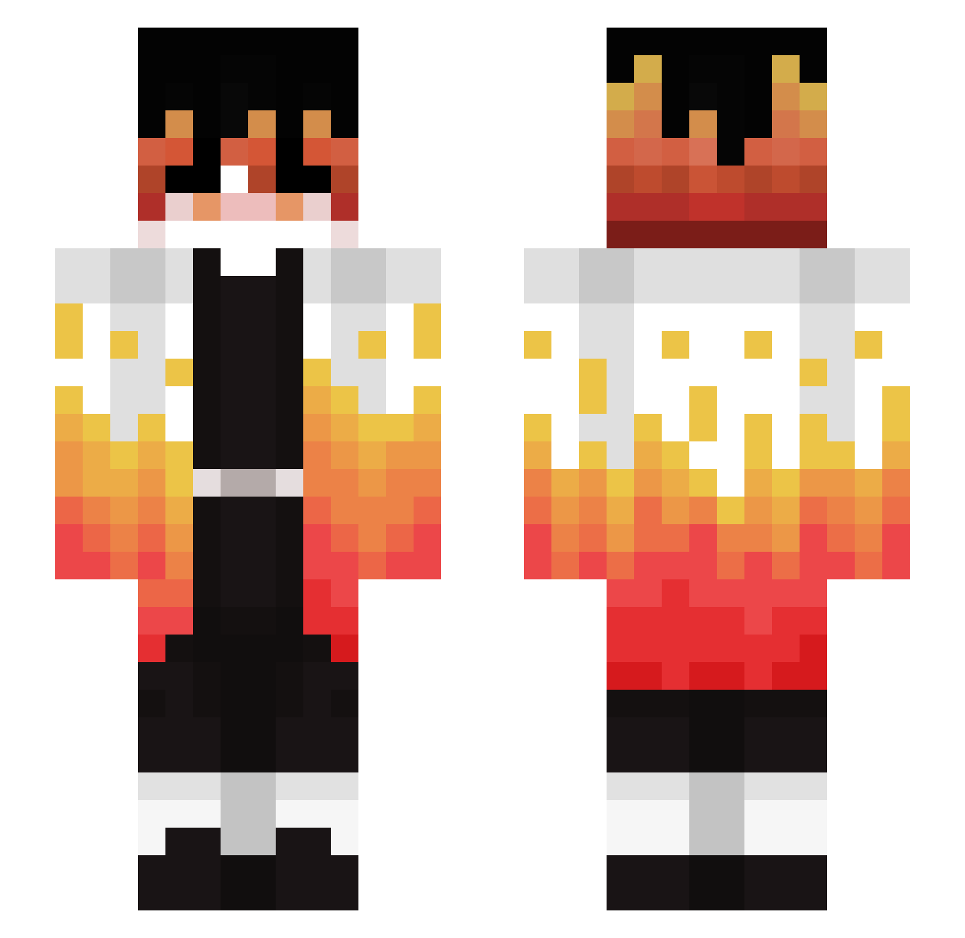 Rexasse Minecraft skin, front and back view
