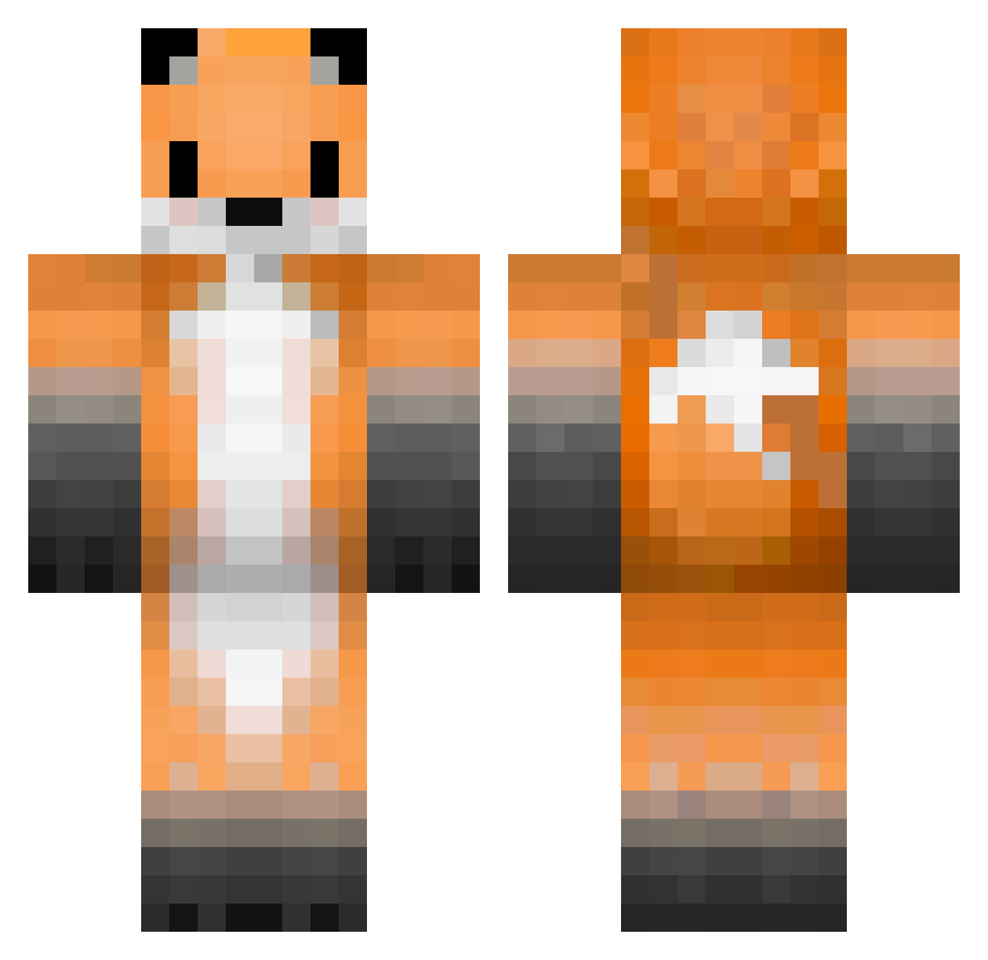 windowy Minecraft skin, front and back view