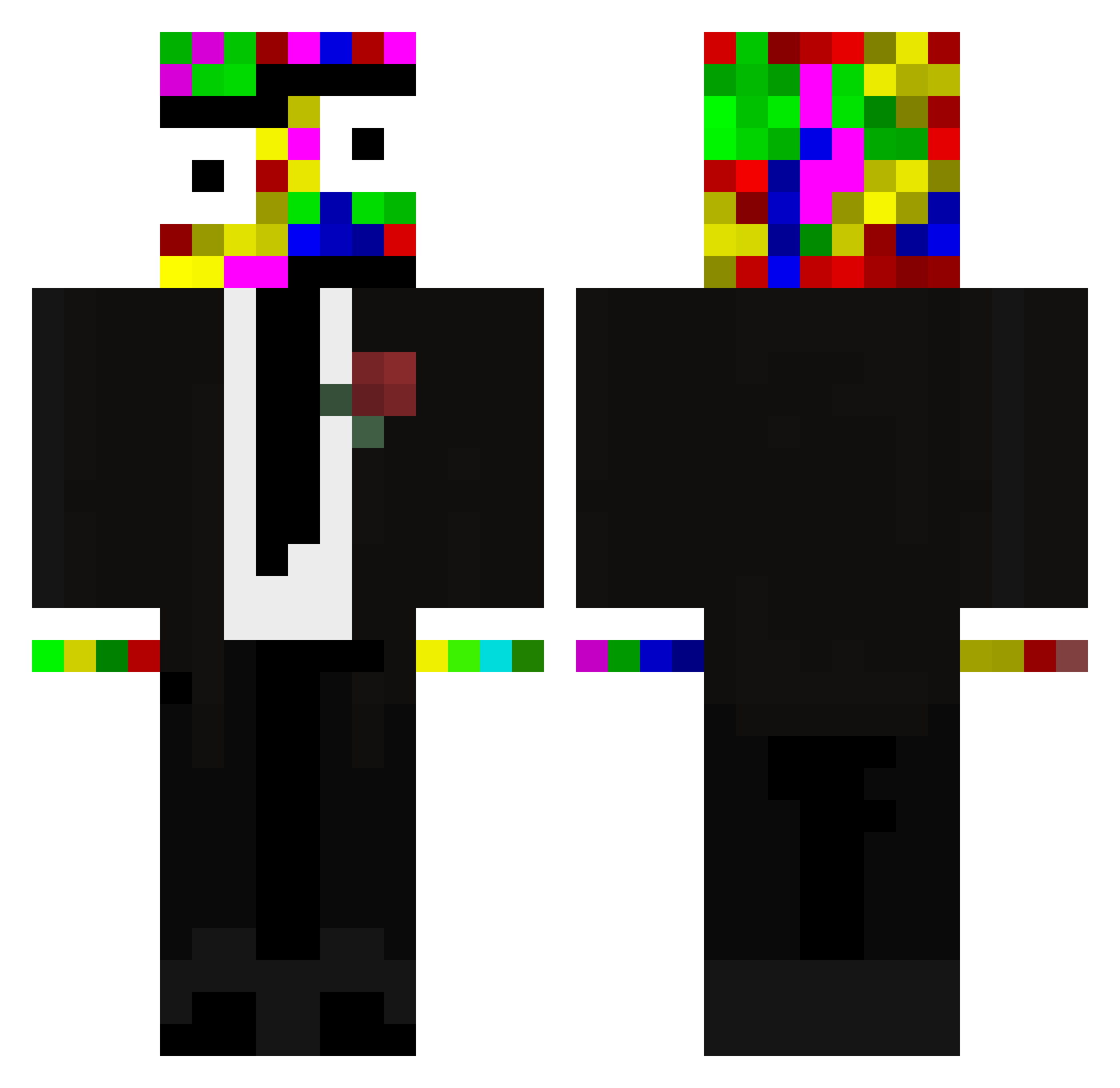 Oldfaginqq Minecraft skin, front and back view