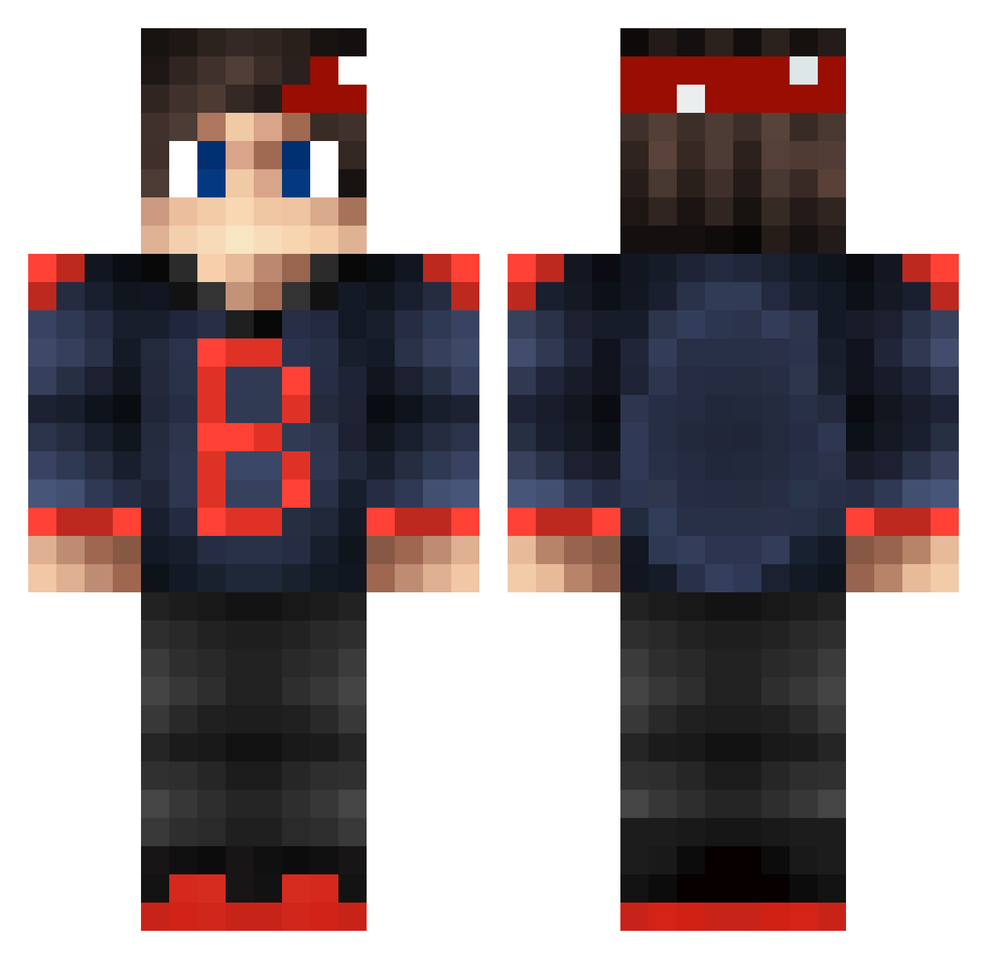 PACOU64 Minecraft skin, front and back view