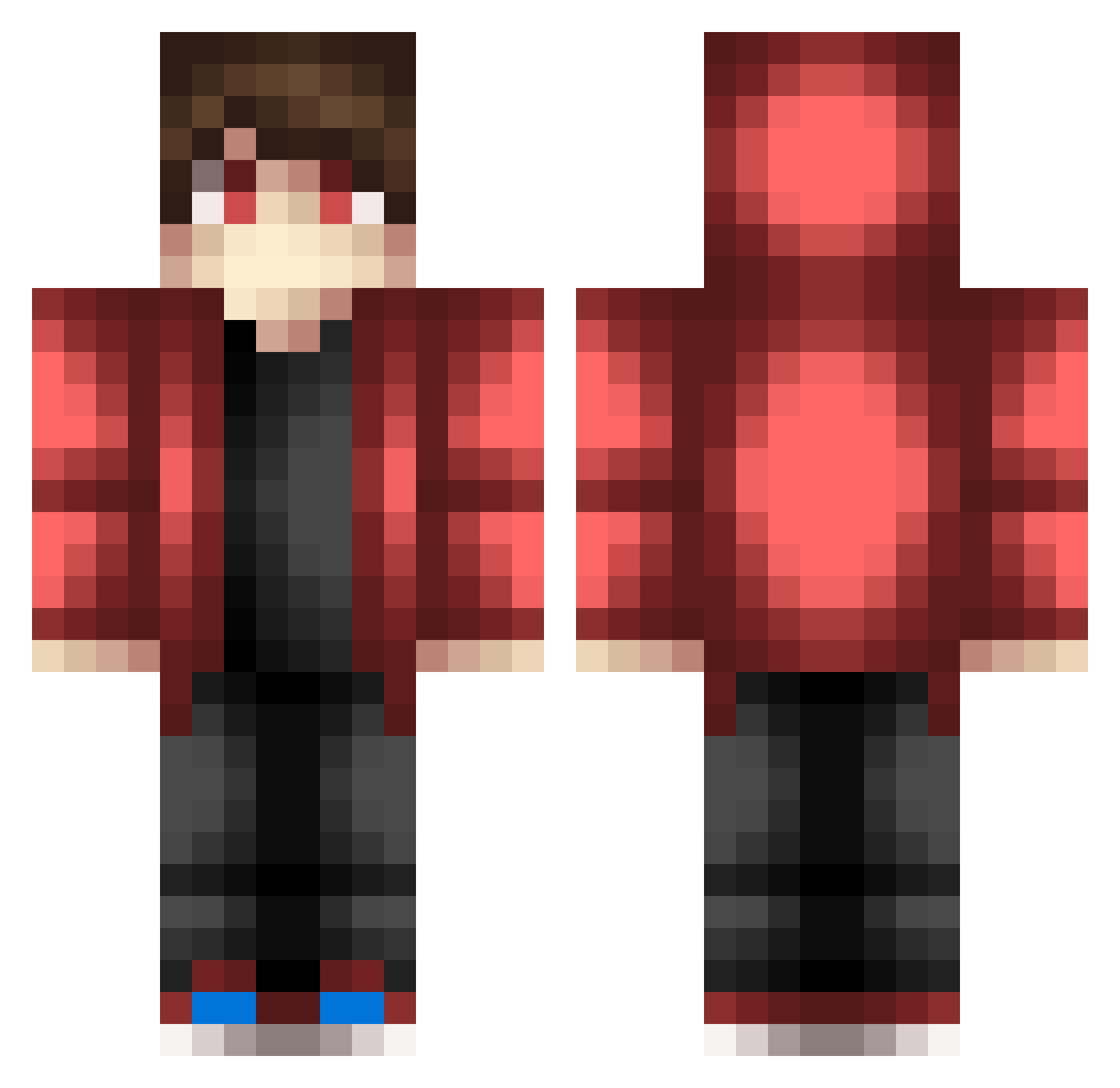 TheRedCraft Minecraft skin, front and back view