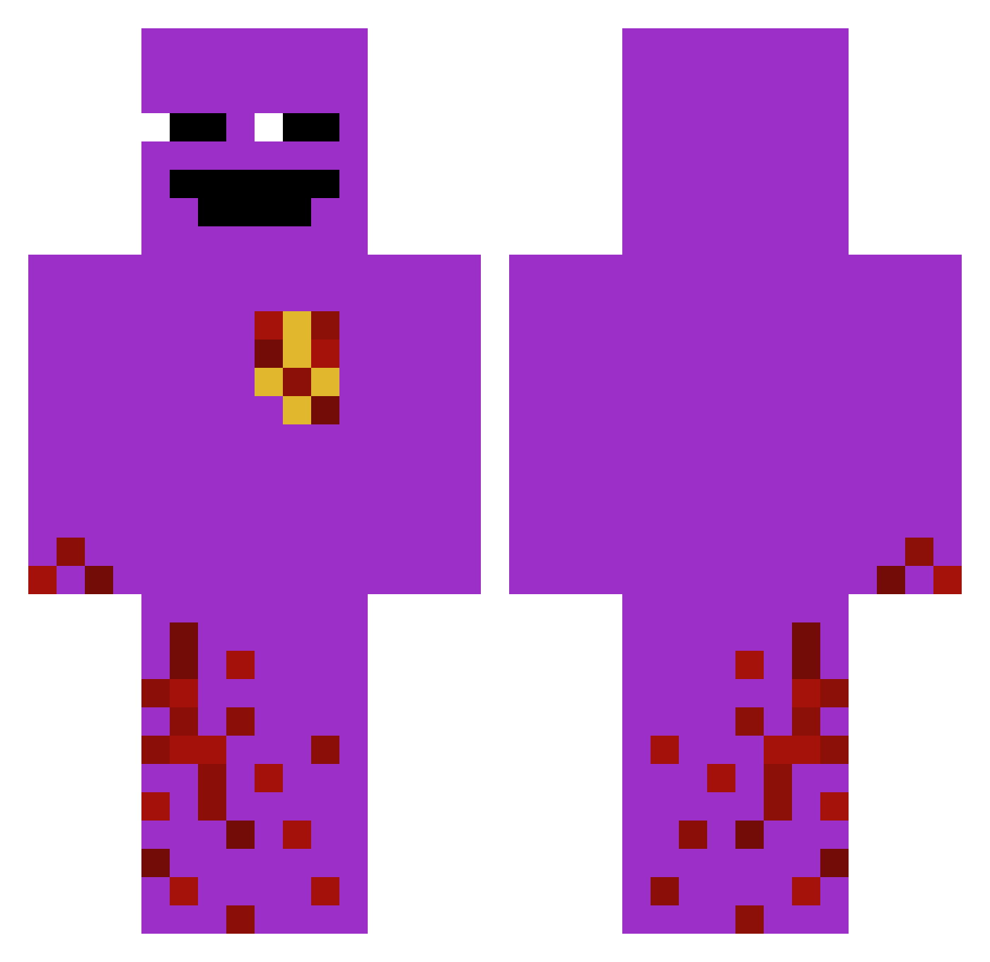 Flexister Minecraft skin, front and back view