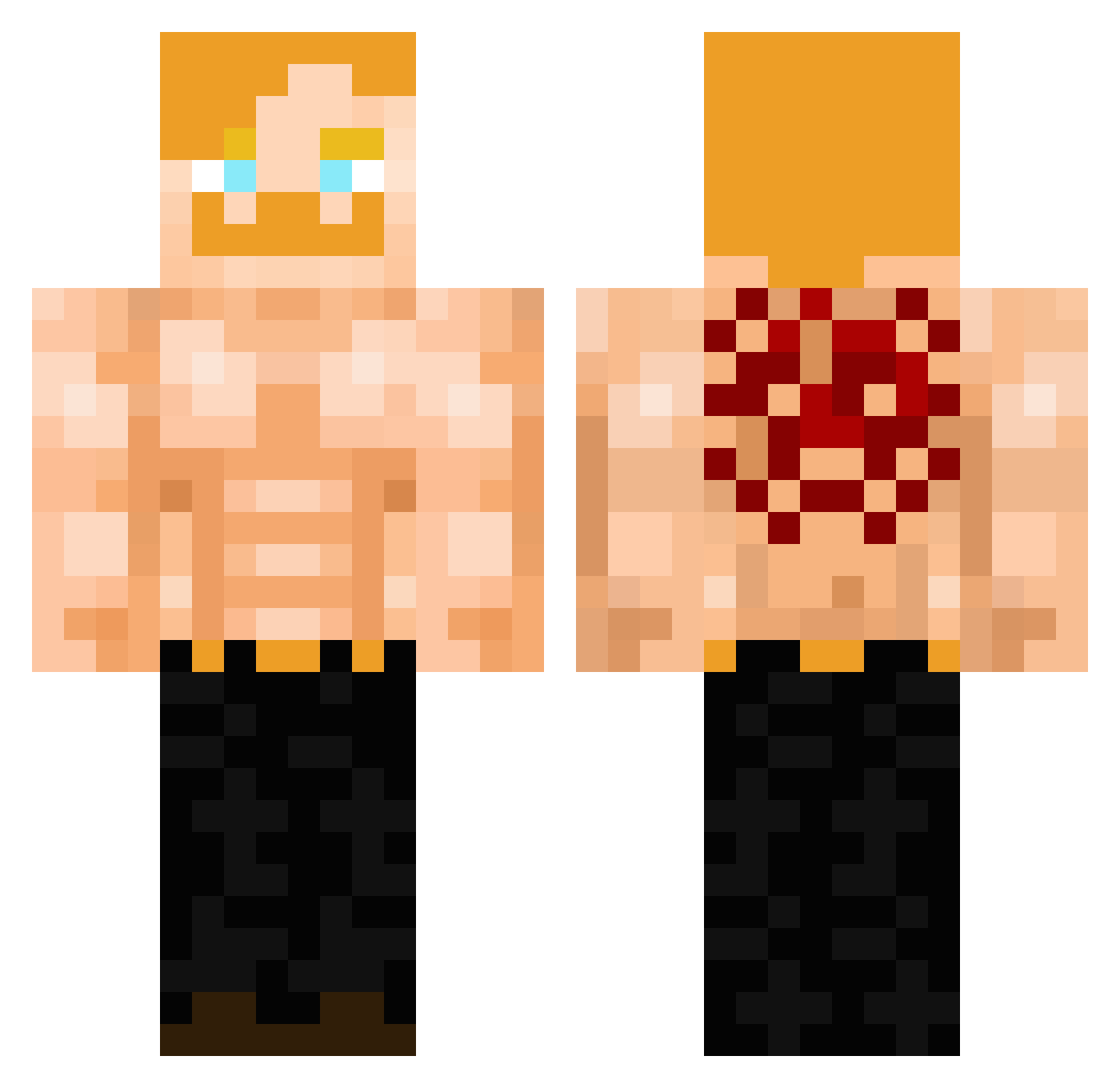 tigerxdnqmed Minecraft skin, front and back view