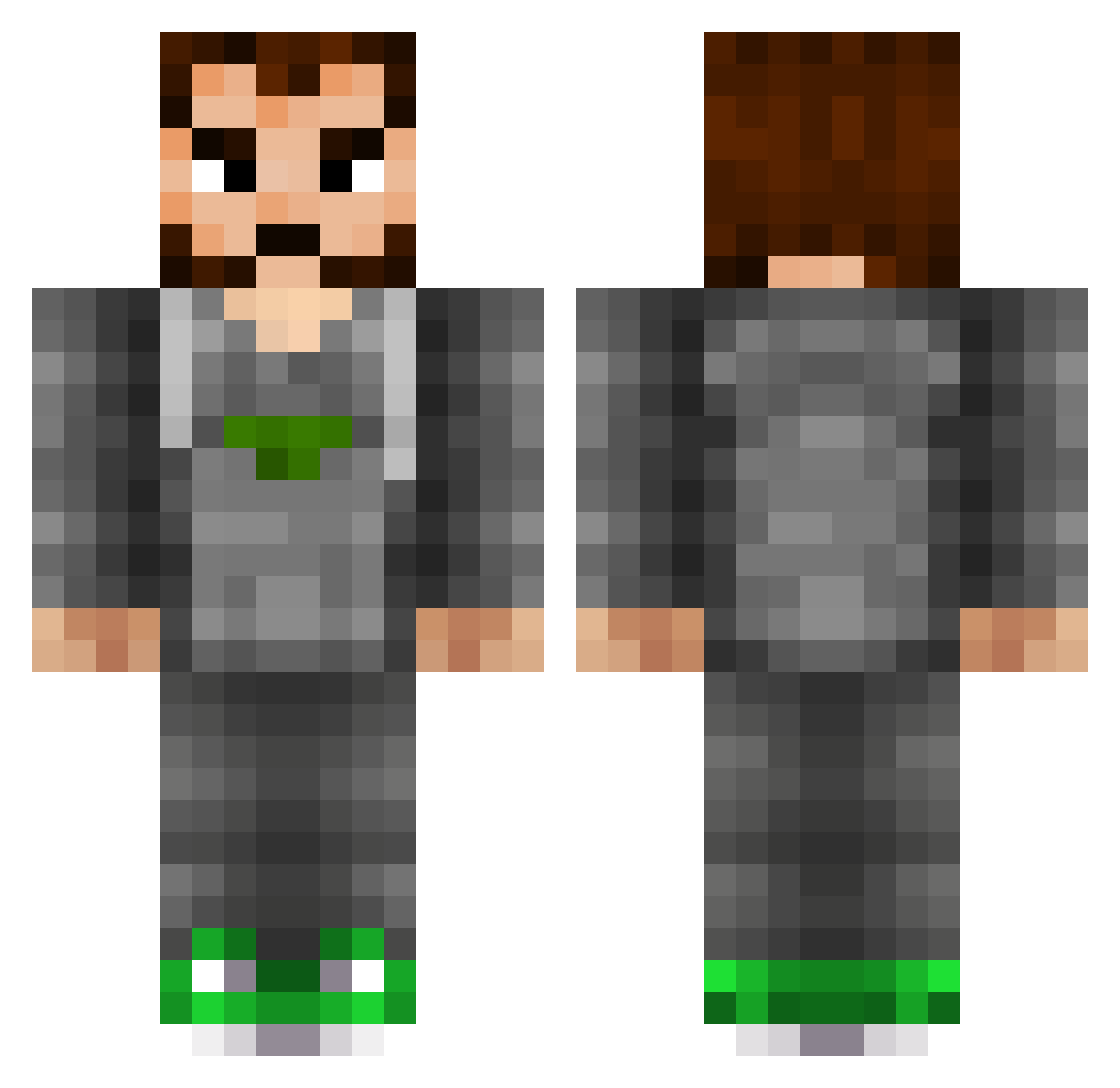 glunched Minecraft skin, front and back view