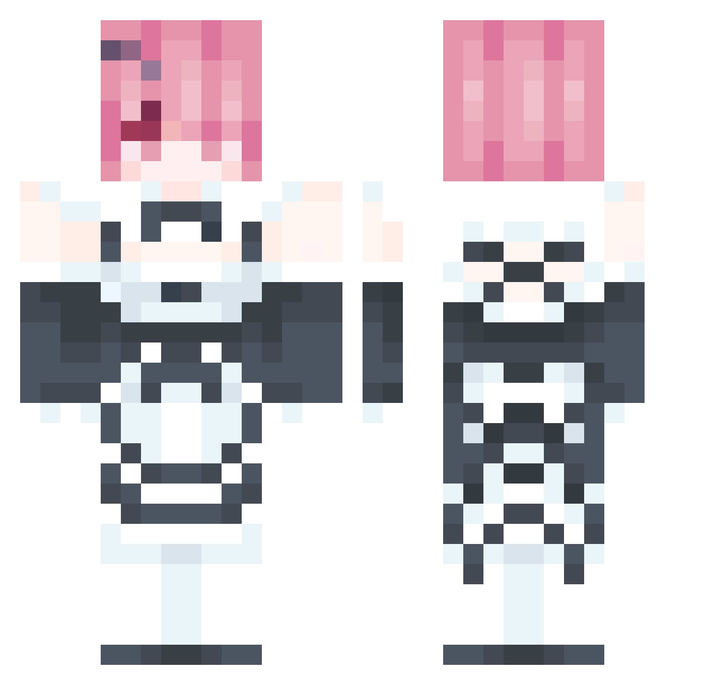 FlowRocks Minecraft skin, front and back view