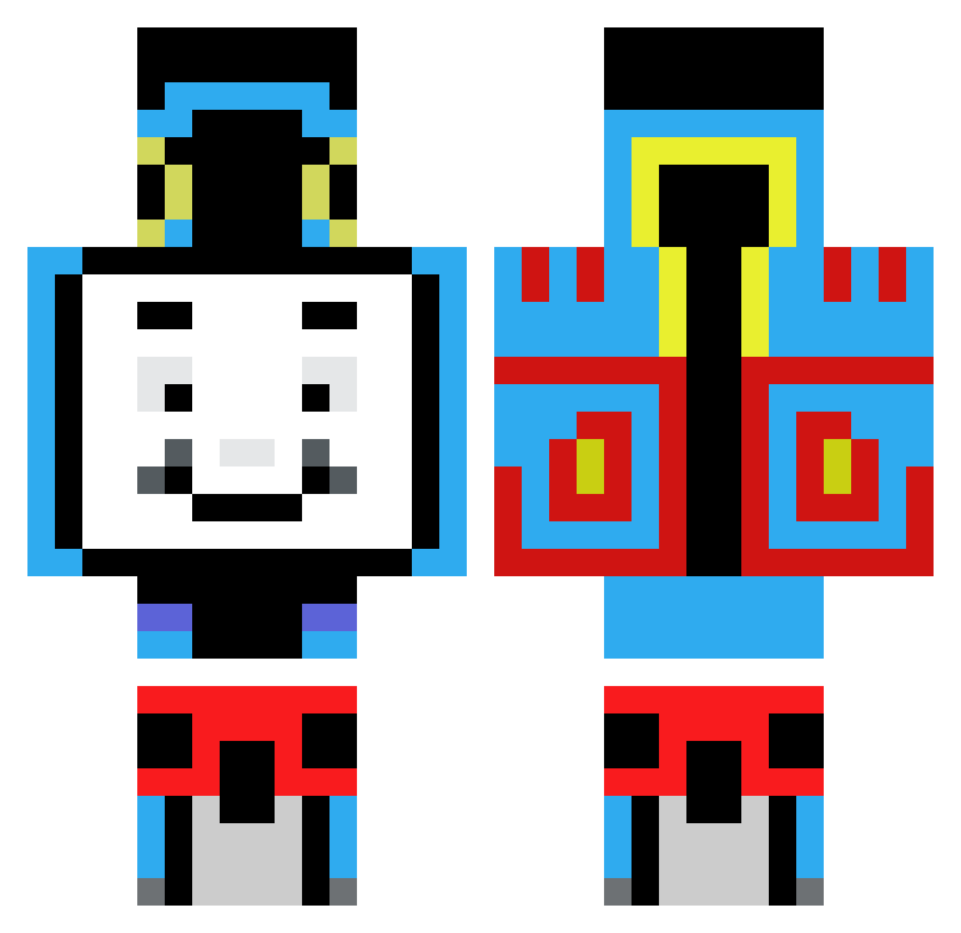DWASDA Minecraft skin, front and back view
