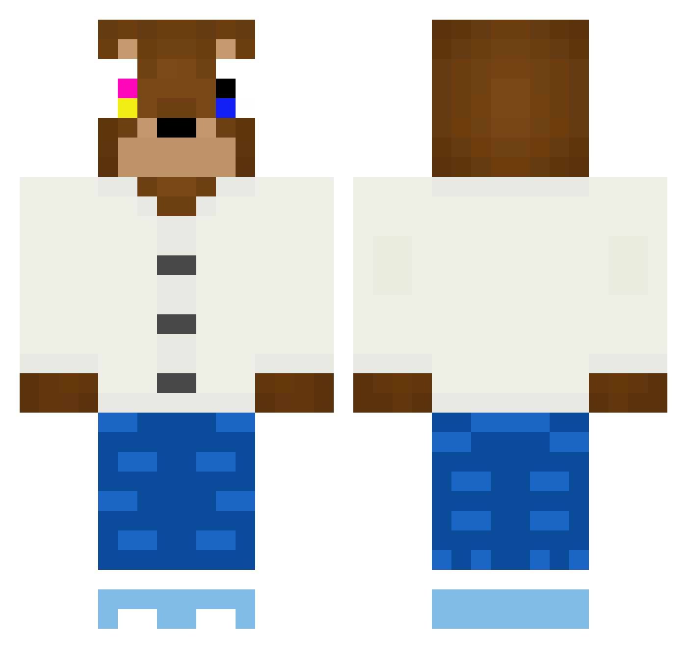 TimmyZulu Minecraft skin, front and back view