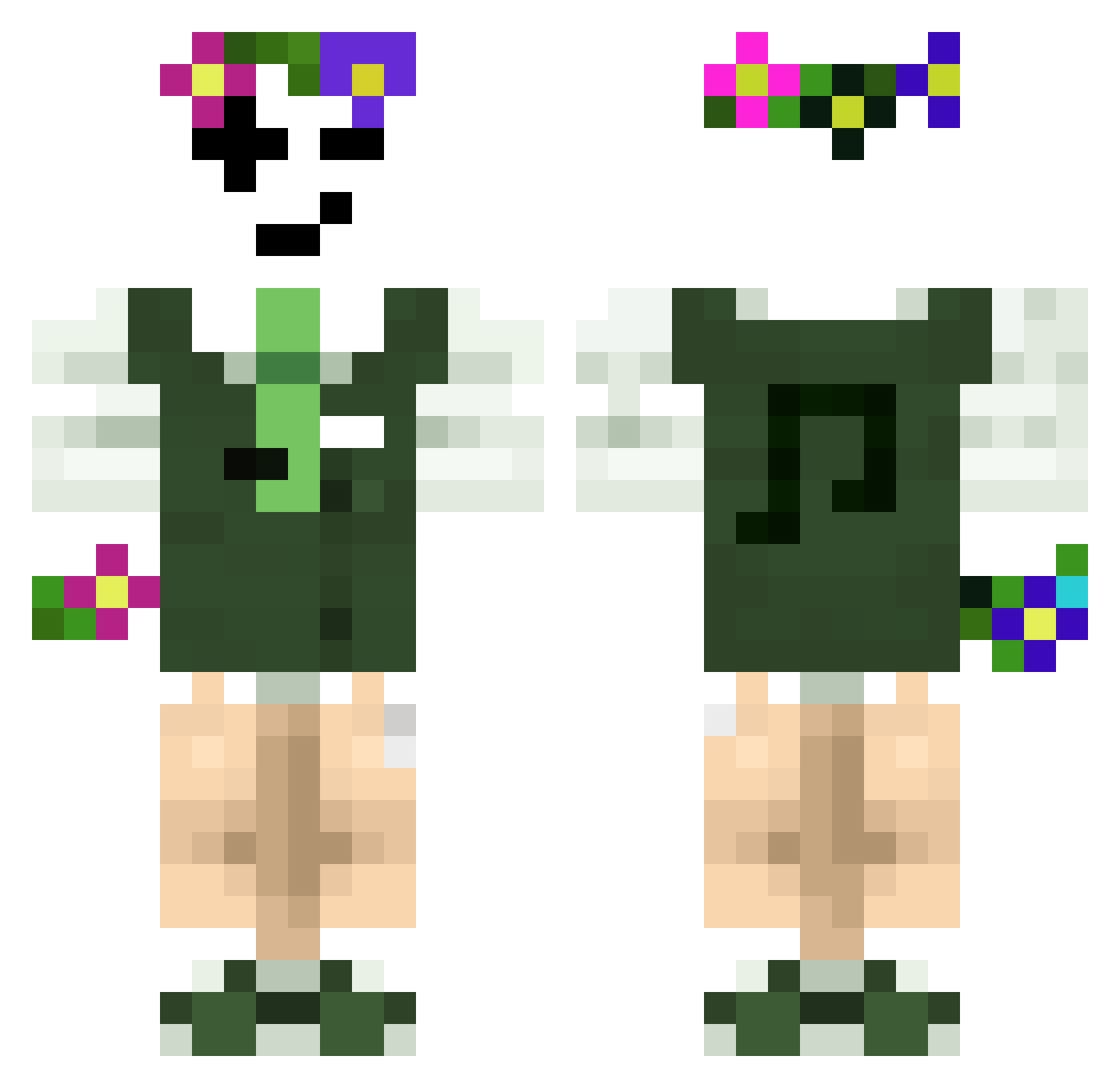 Myynx Minecraft skin, front and back view
