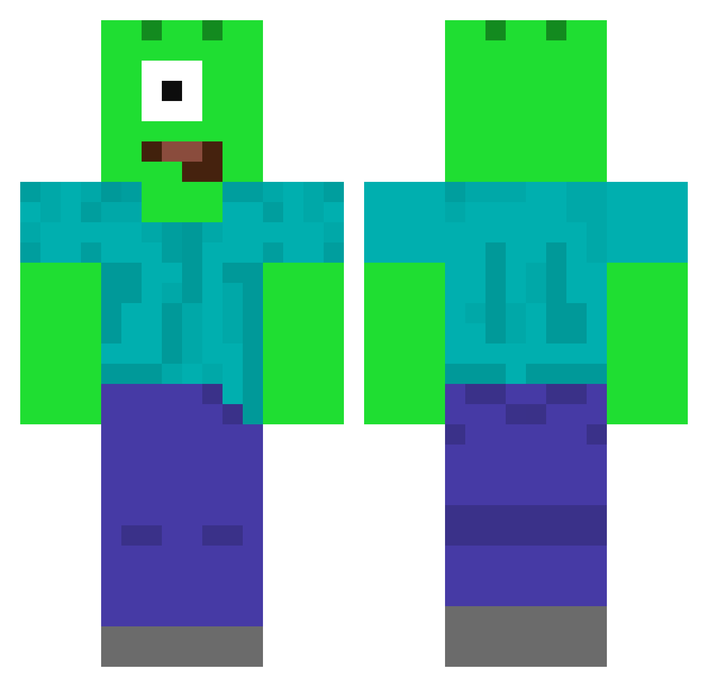 TopiTye Minecraft skin, front and back view