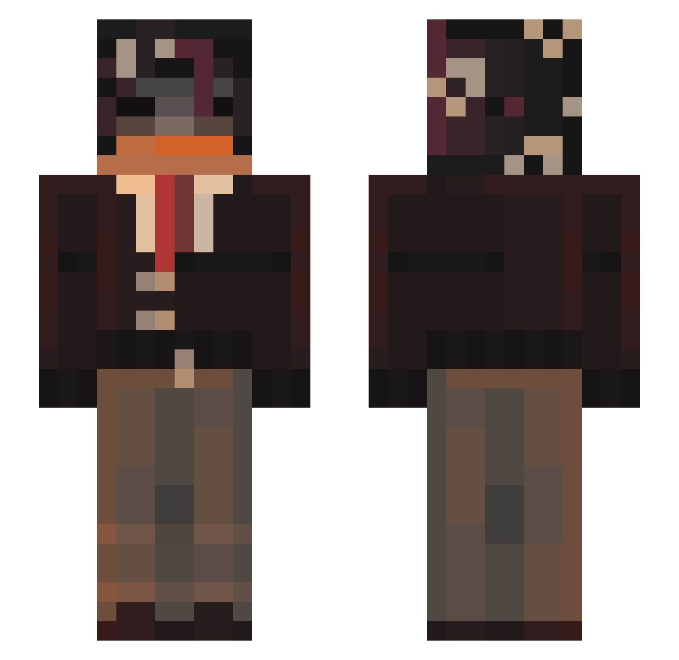 N1KOEXE Minecraft skin, front and back view
