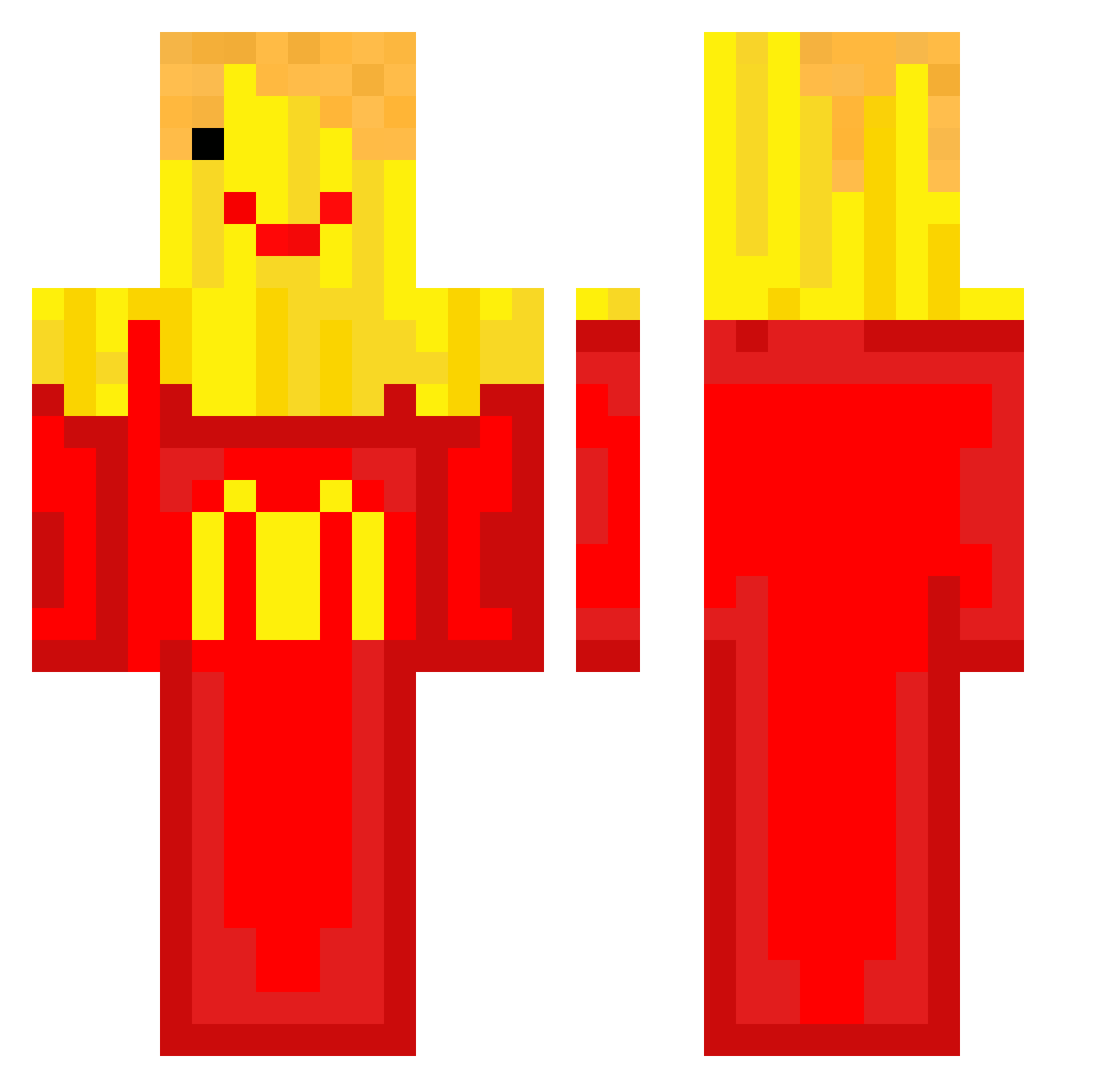 Pommmes Minecraft skin, front and back view