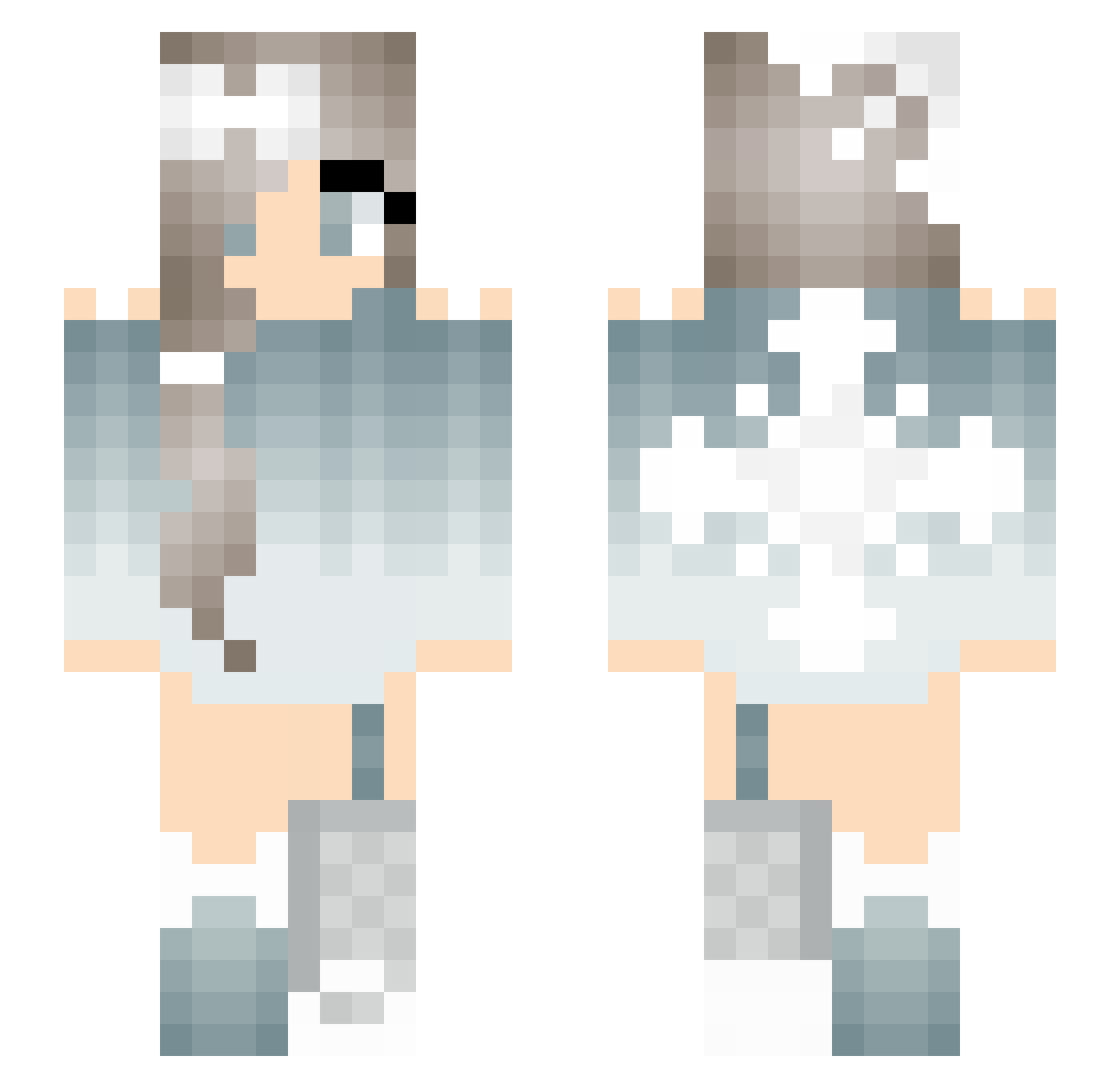 Myseric Minecraft skin, front and back view