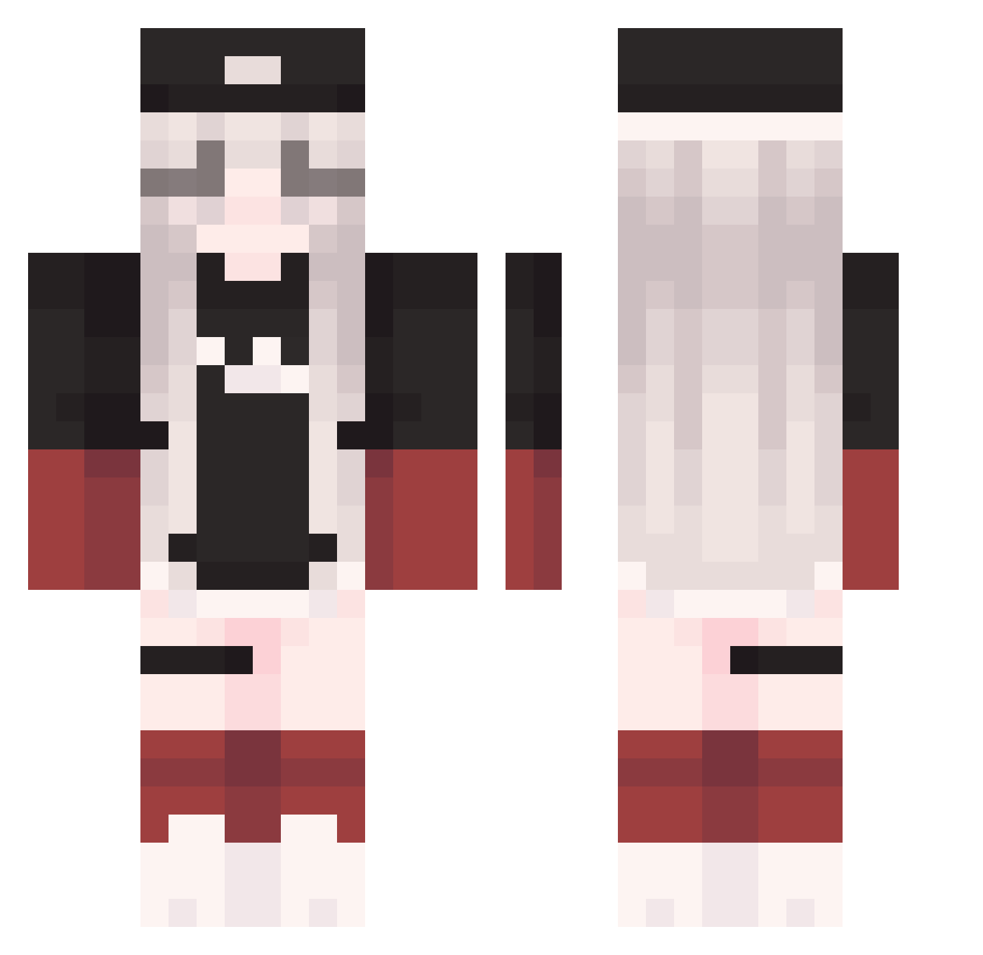 zBankaii Minecraft skin, front and back view