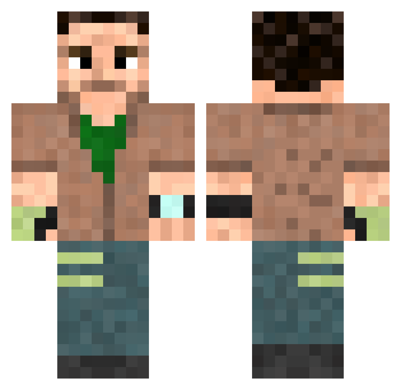 Aksok Minecraft skin, front and back view
