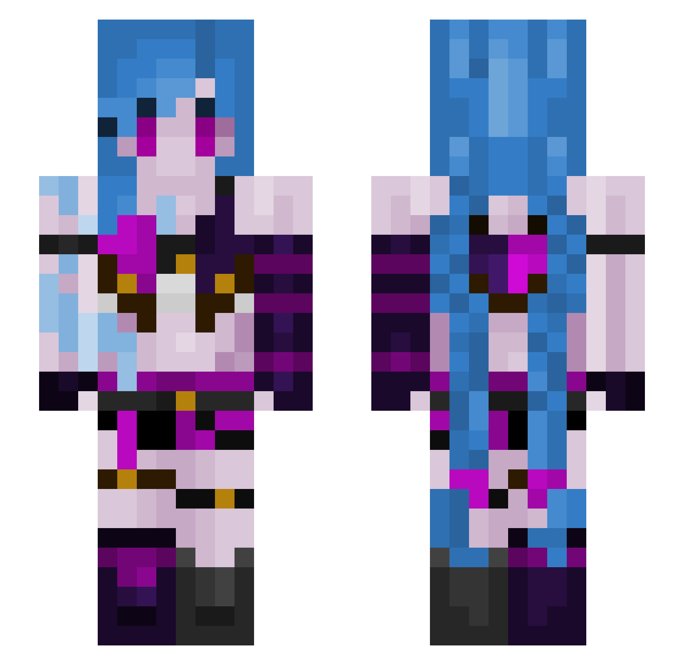 Jak3q Minecraft skin, front and back view