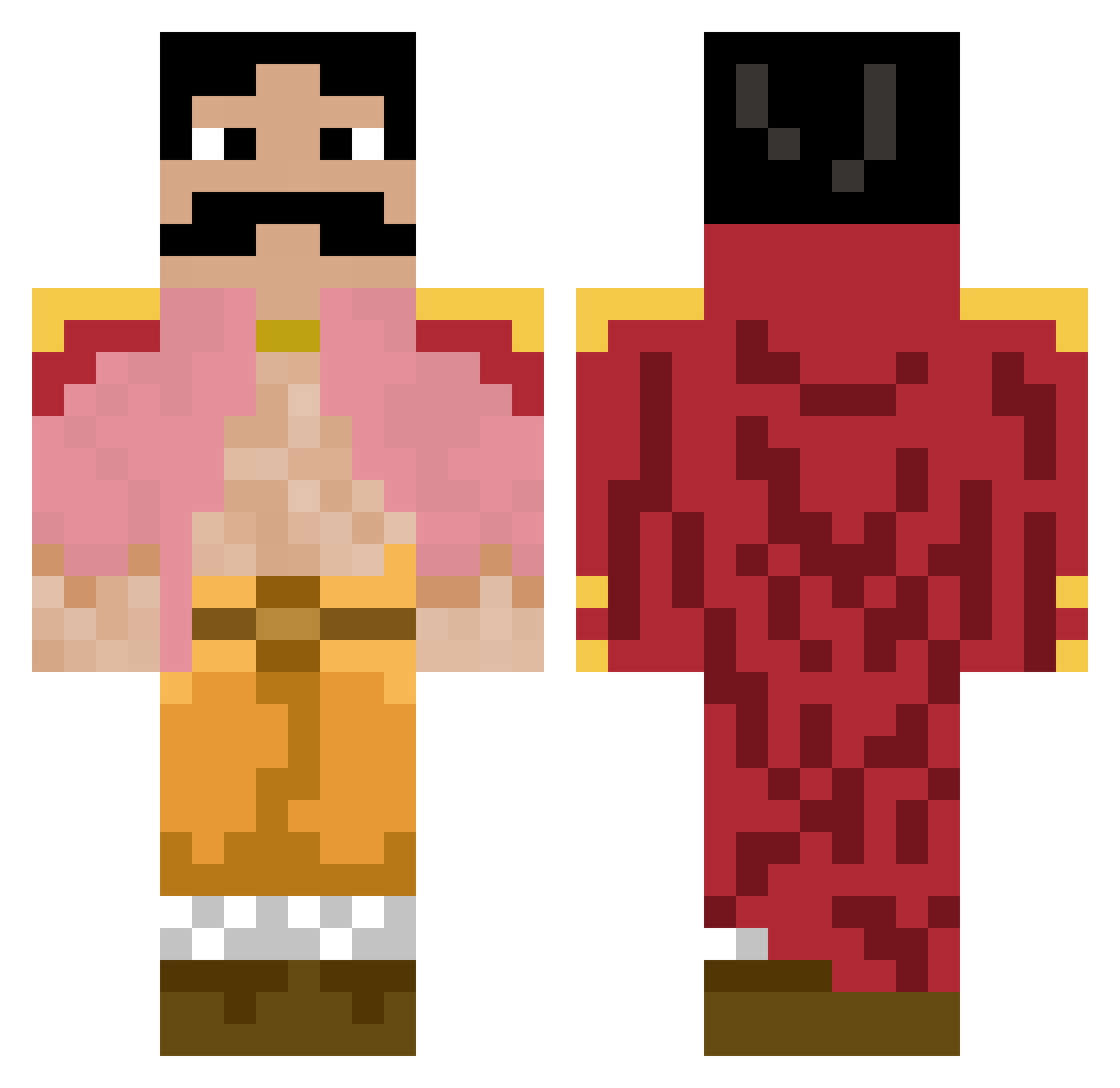 pinchisco Minecraft skin, front and back view