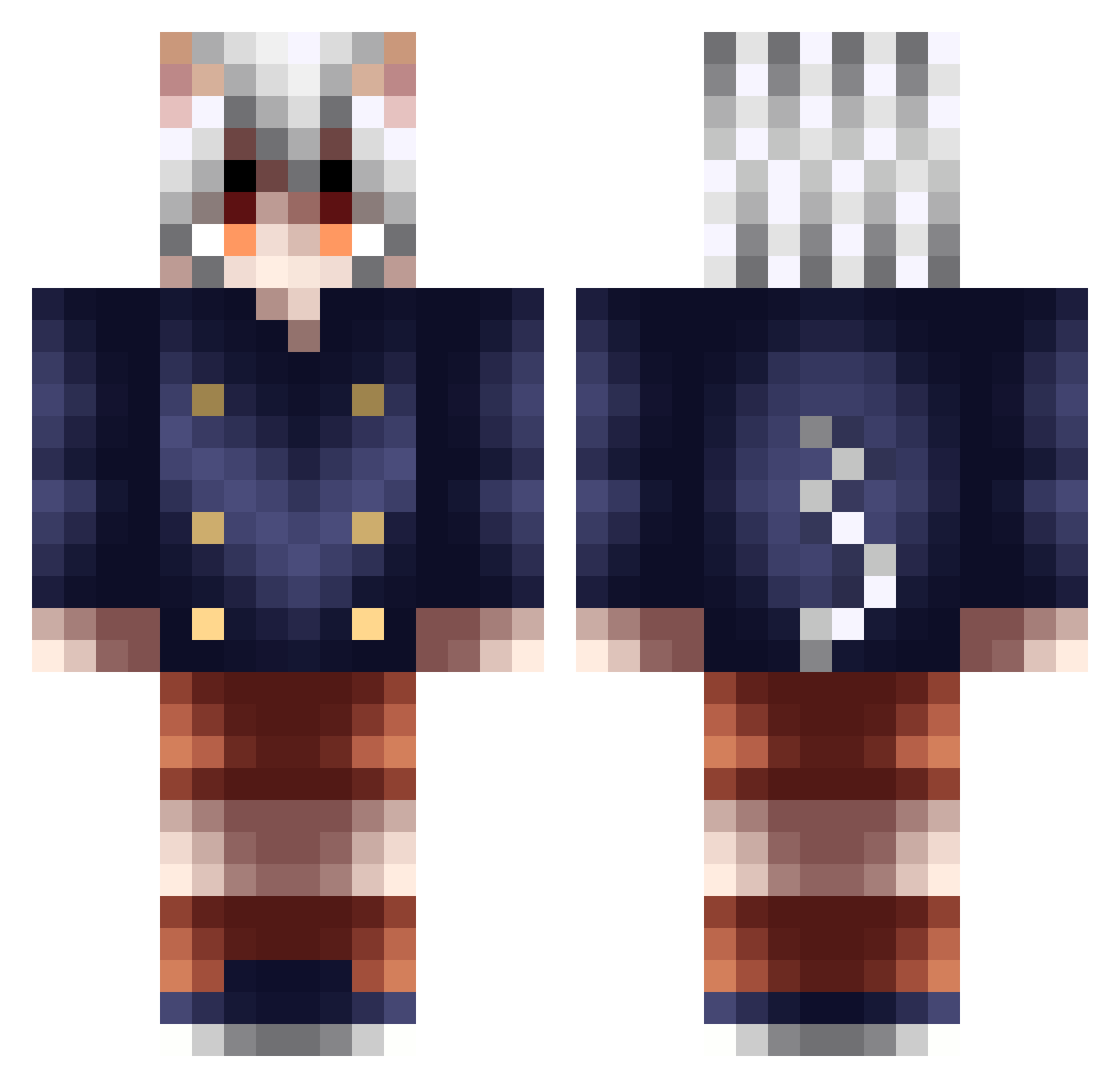 Akitsuu Minecraft skin, front and back view