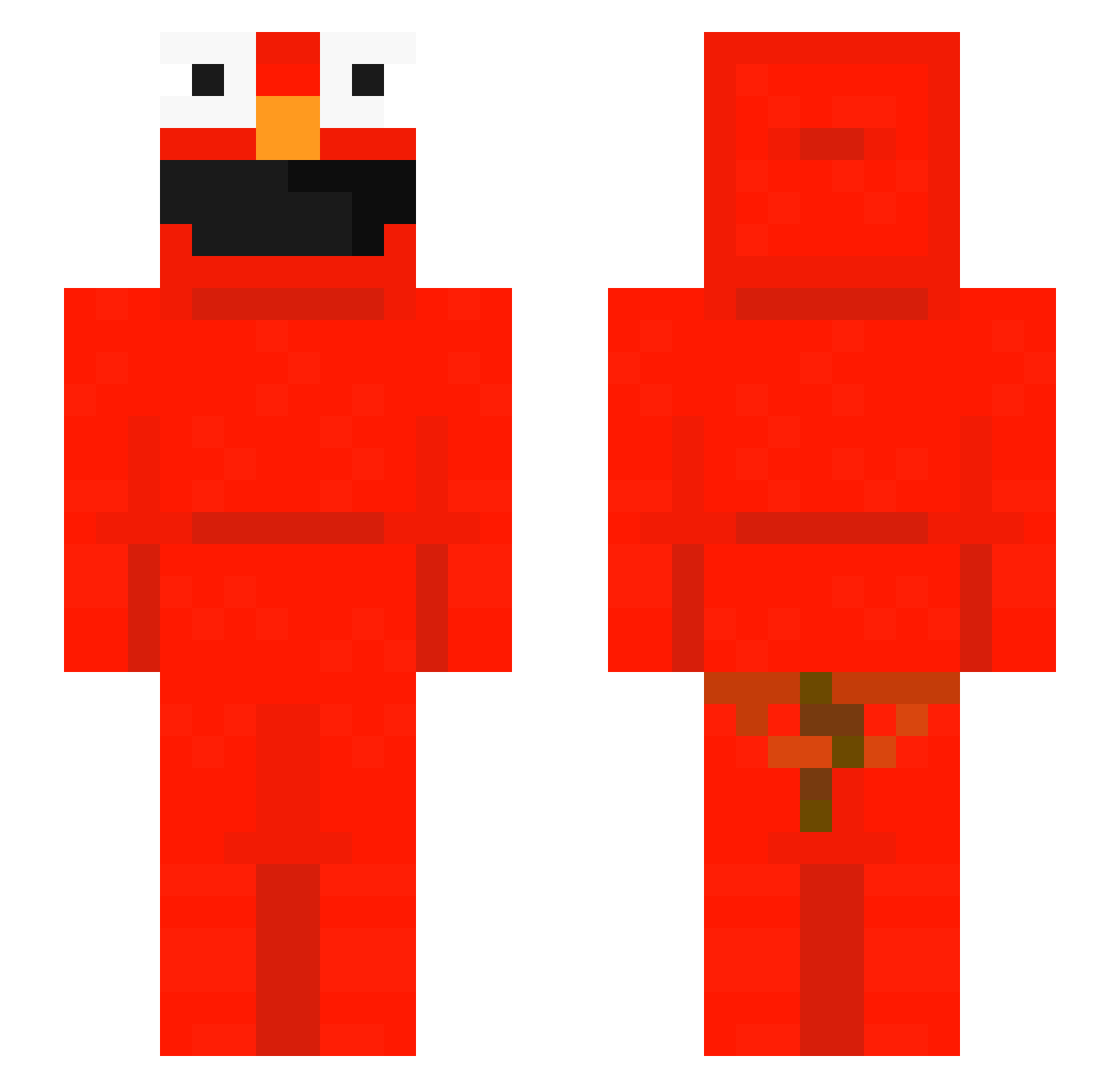 mownti Minecraft skin, front and back view