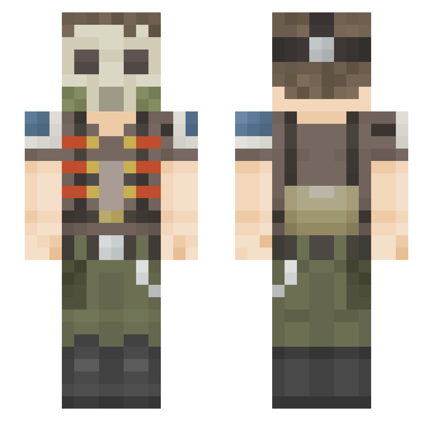 iDroneX Minecraft skin, front and back view