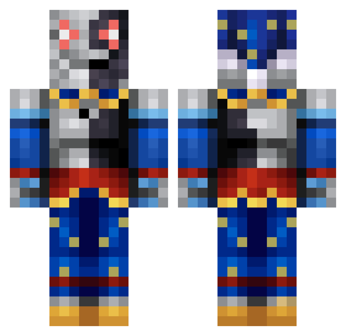 Bellusk1 Minecraft skin, front and back view