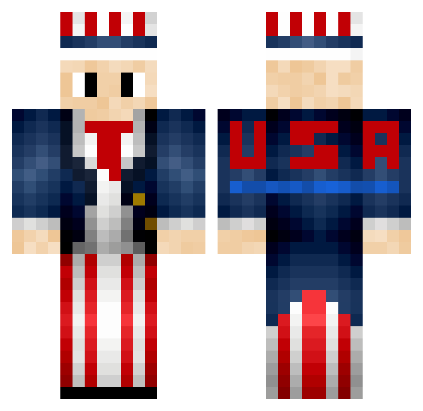 JAM988 Minecraft skin, front and back view
