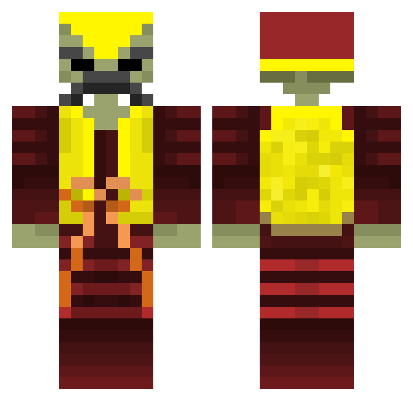 Dzut Minecraft skin, front and back view