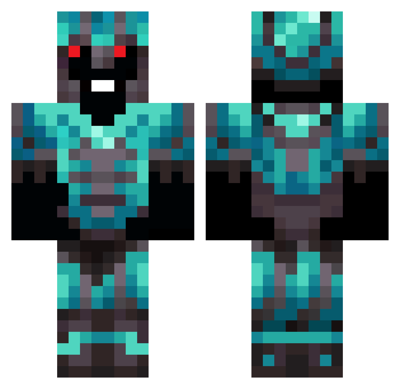 ynxv Minecraft skin, front and back view
