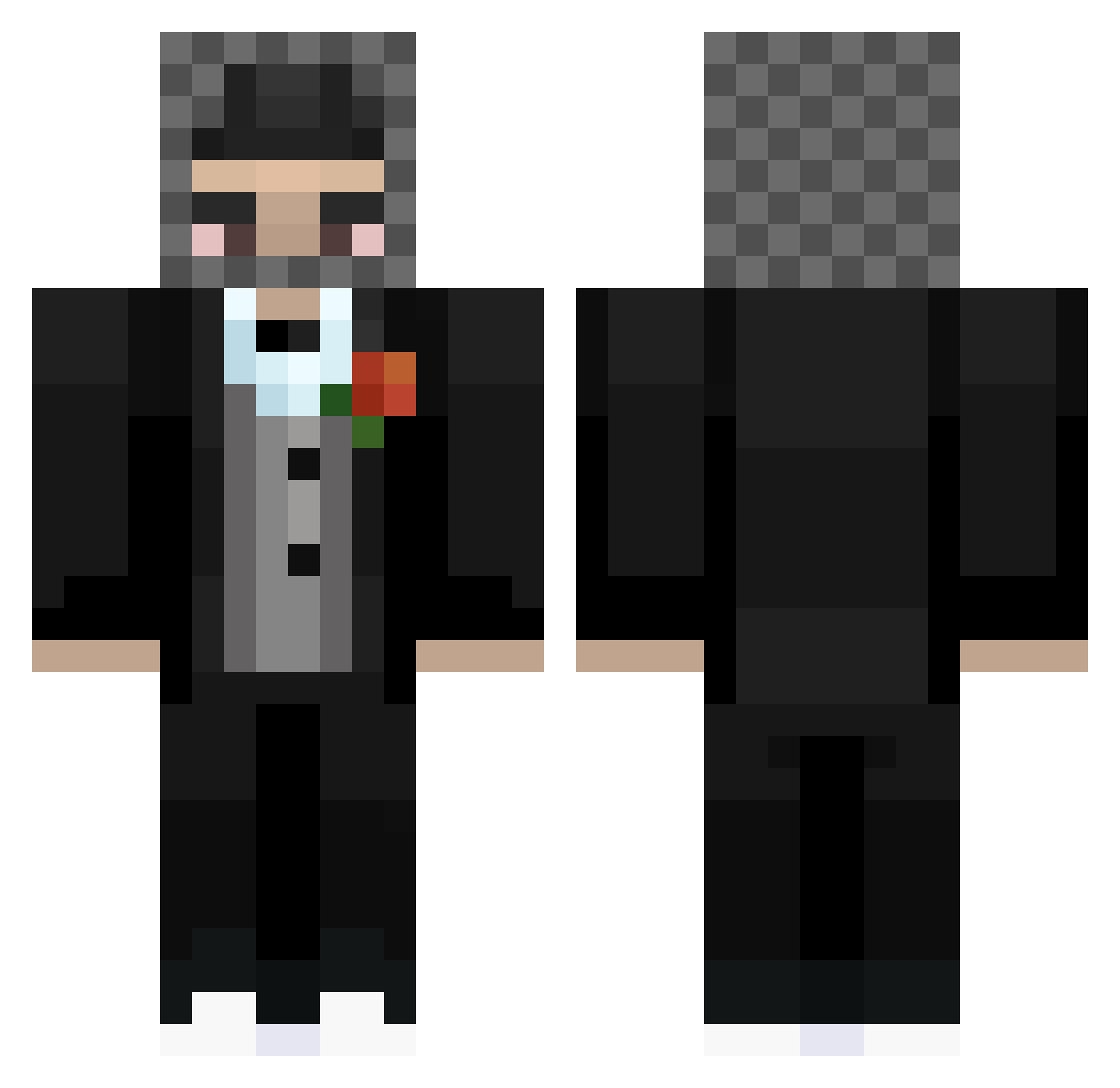 xray1887 Minecraft skin, front and back view