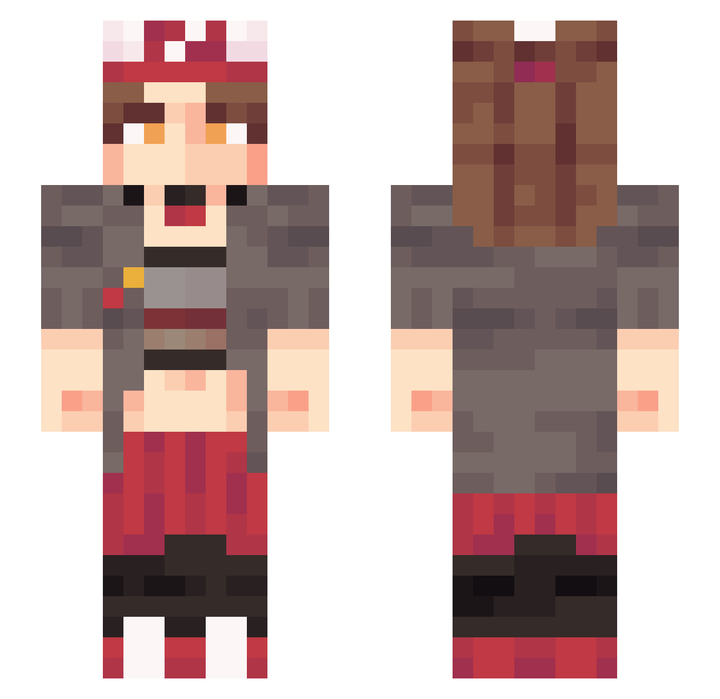 NodarBat Minecraft skin, front and back view
