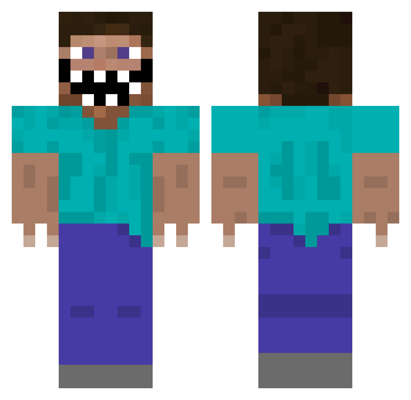 Mueschael Minecraft skin, front and back view