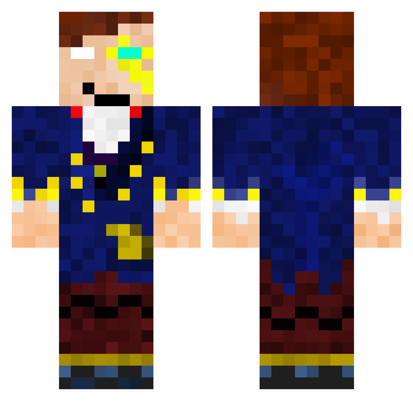 HerLio Minecraft skin, front and back view