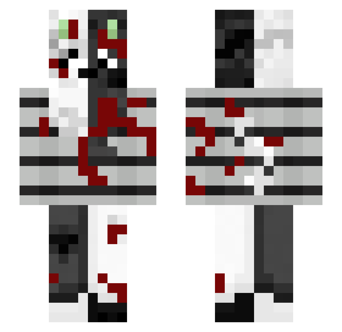 mouko Minecraft skin, front and back view